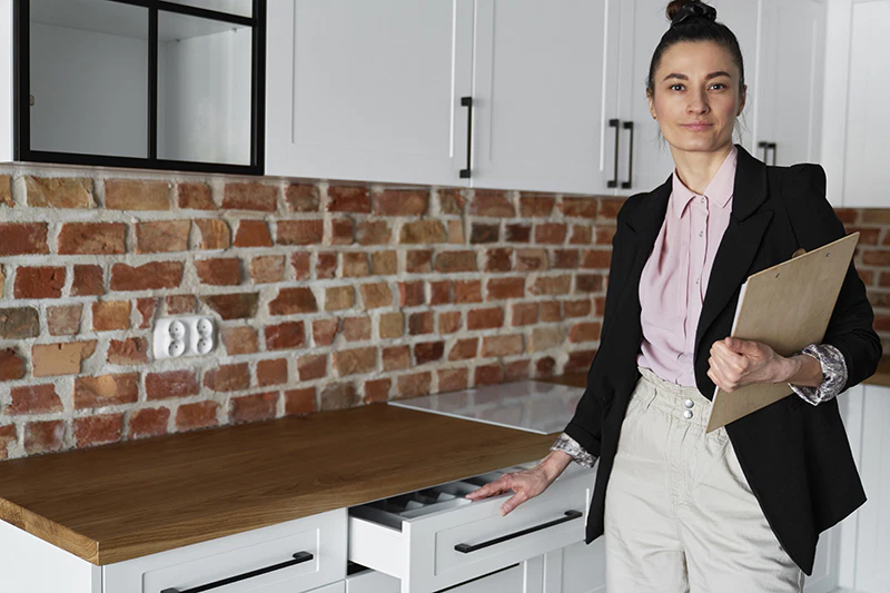 Un agent immobilier sur la visite d