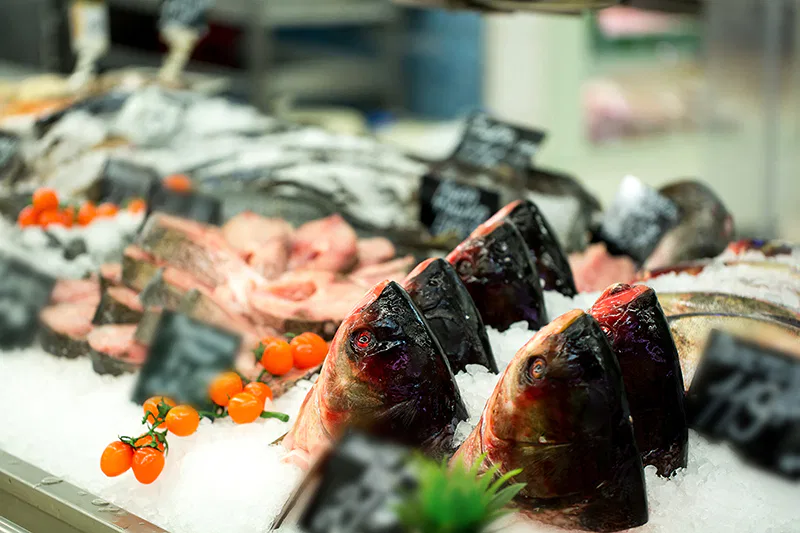 Une poissonnerie pour la vente de poisson de mer