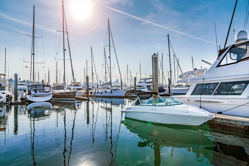 Le port de plaisance avec des bateaux