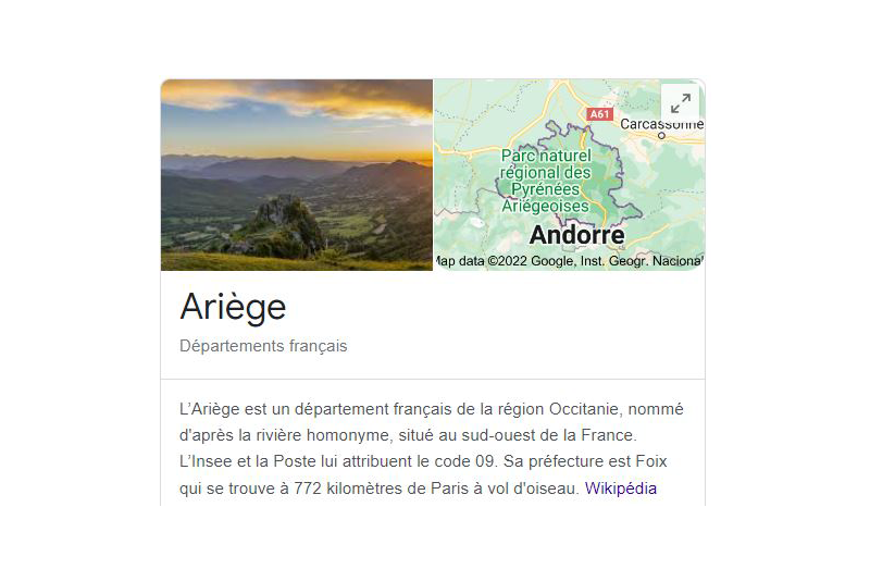L'Ariège avec un département pour des fichiers d'emails