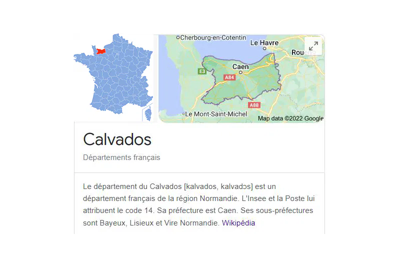 Une carte du département du Calvados