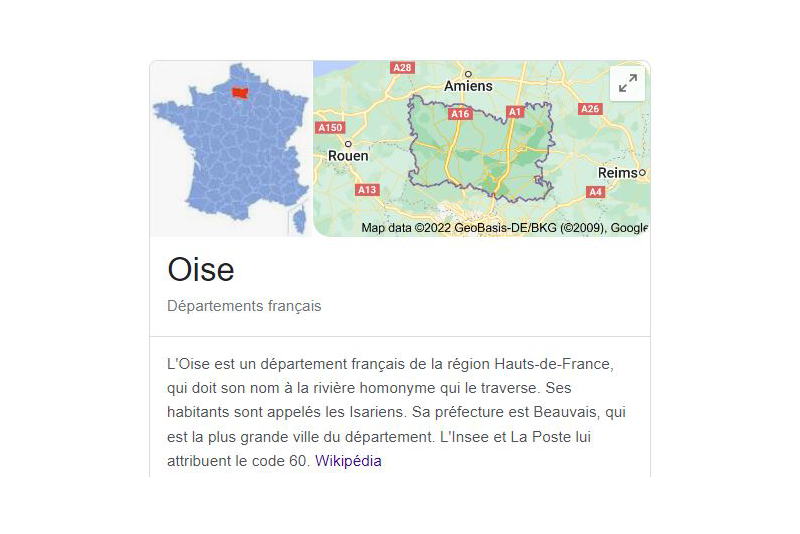 Le département de l'Oise pour un fichier d'email