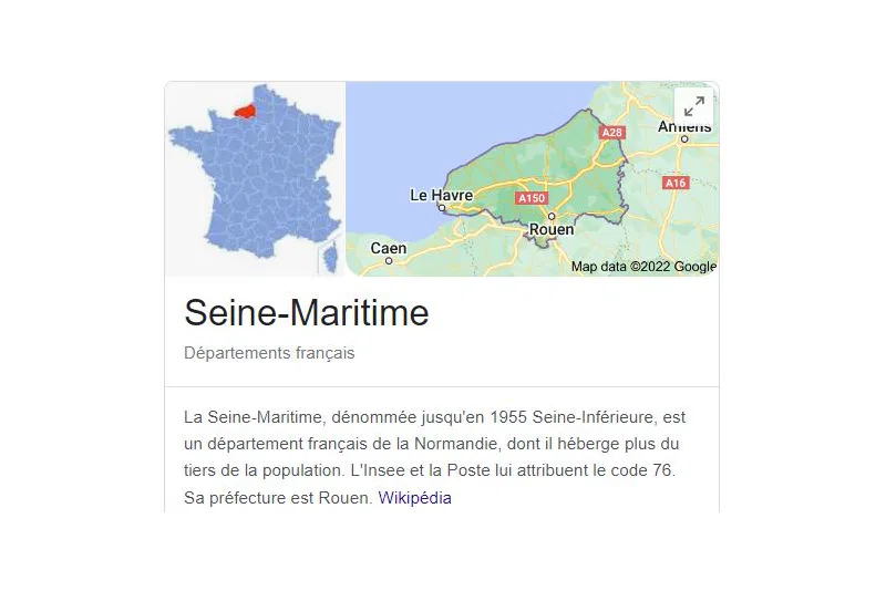 Le département de la Seine-Maritime avec les mails des entreprises